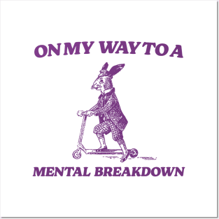 On My Way To A Mental Breakdown T Shirt, Meme T Shirt, Raccoon T Shirt, Vintage Drawing T Shirt, Weird T Shirt, Unisex Posters and Art